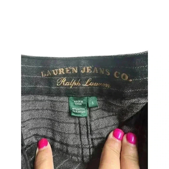Lauren Jeans Co. Ralph Lauren Black White Pin Stripes Jeans Straight Leg Denim - Picture 2 of 9